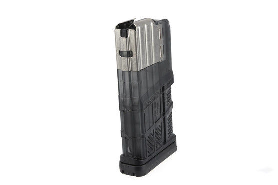 The Lancer L7 AWM 7.62 magazine holds 20 rounds in its textured polymer body